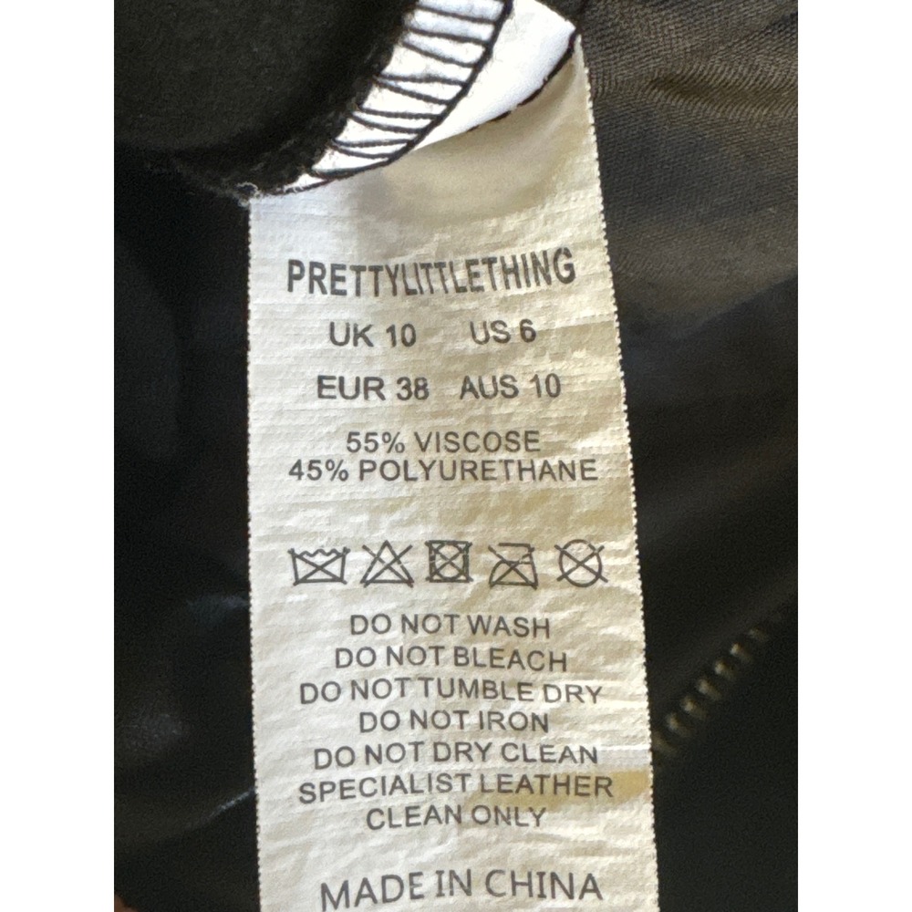 PrettyLittleThing Womens Black Faux Leather High Waisted Straight Leg Pants 6 - Picture 9 of 11